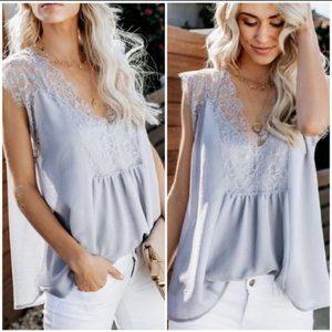 Vici Dolls - From A Dream Lace Top - Dove Grey